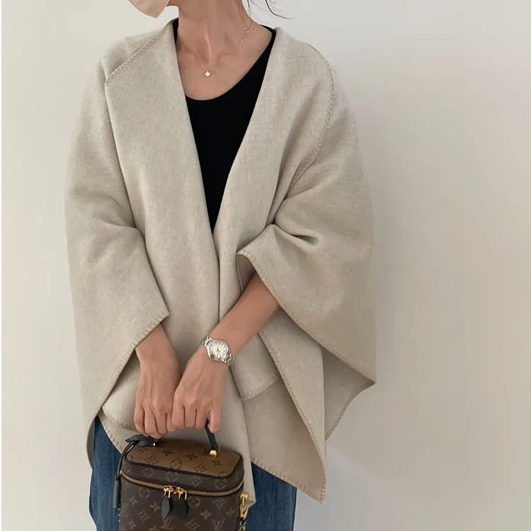 

Ladies' Large Version Corduroy oulder Wrap Korean Sle Winter Faion Outerwear Artistic Commute Thi Long Sve C...