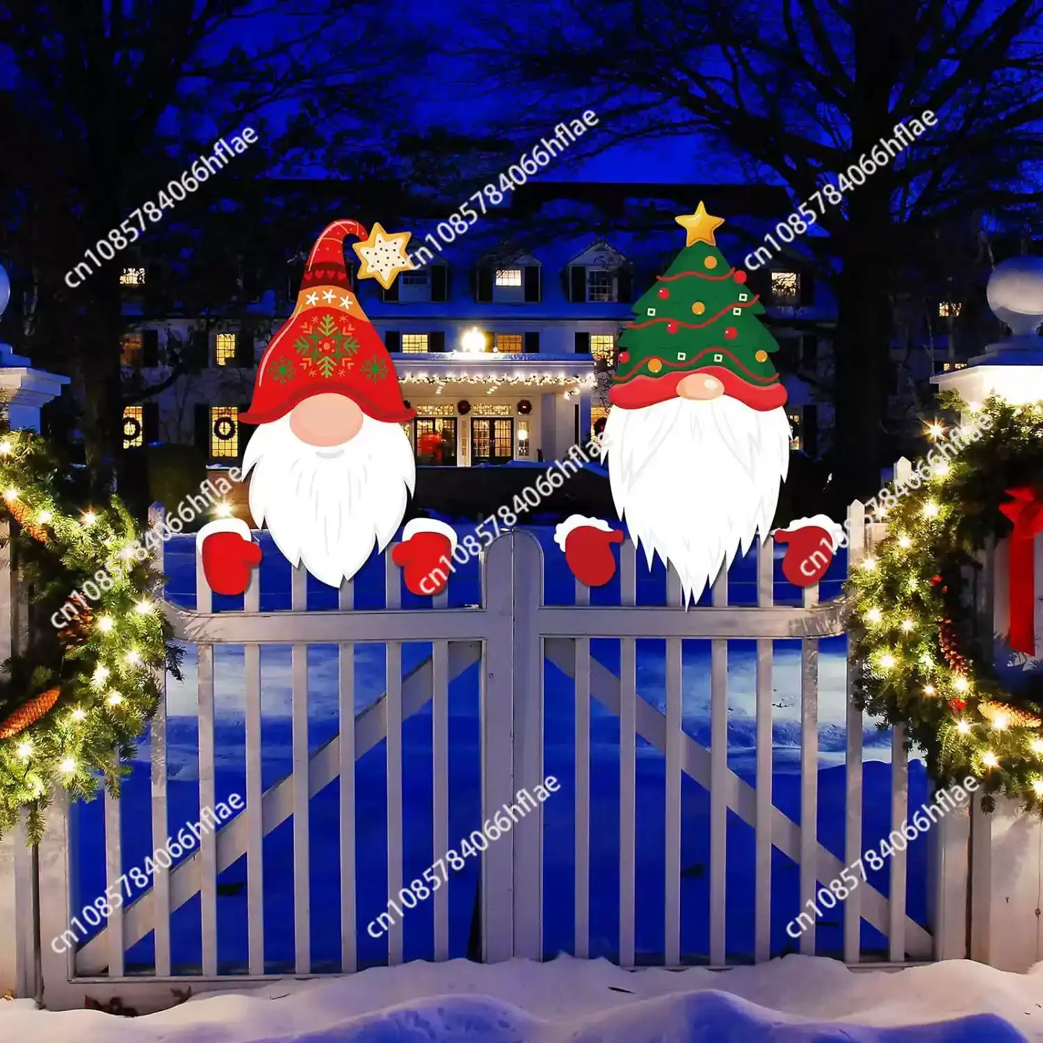 christmas-cross-border-fence-sign-outdoor-metal-yard-decoration-santa-claus-peeker-cartoon-fence-ornament