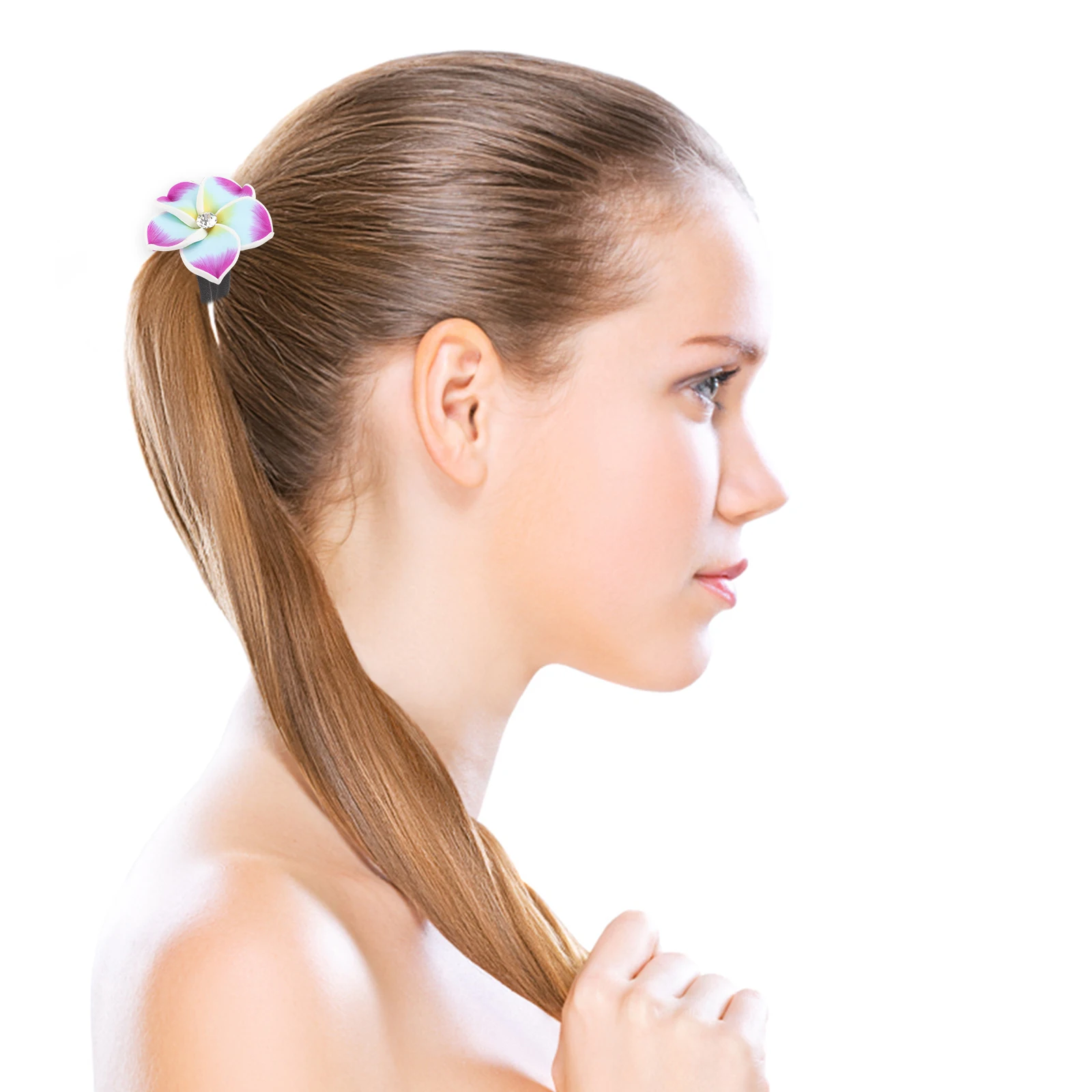 

10pcs Colorful Flower Elastic Ties For Thick Curly Hair Women Girls Comfortable Non Slip Hair Accessories For Dance