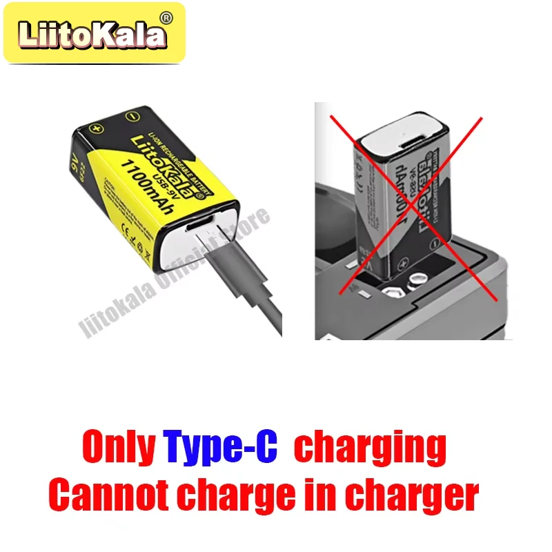 بطارية LittoKala USB-9V مكونة من 4 عبوات، شحن من النوع C 5 فولت، كفاءة 60% لأجهزة عالية الأداء #6