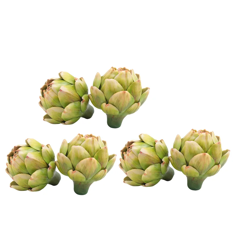 Artichauts artificiels verts Fruits-Fruits et légumes réalistes pour bol de cuisine et décorations de remplissage de Vase durables 6 pièces