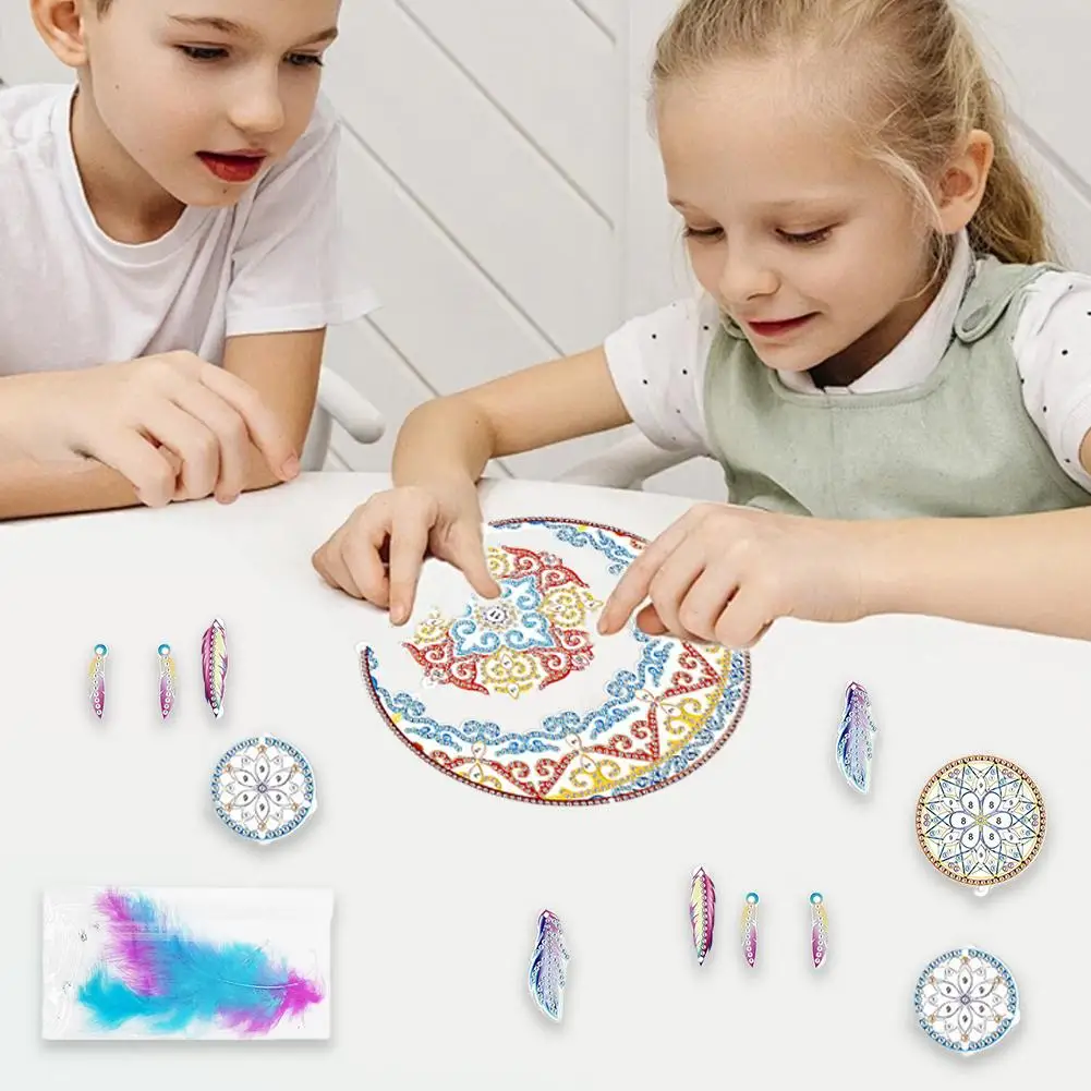 アクリル両面スーパーフラッシュクリスタルペインティングチャイム風景風DIY月木太陽パターンペンダントハートU2P7