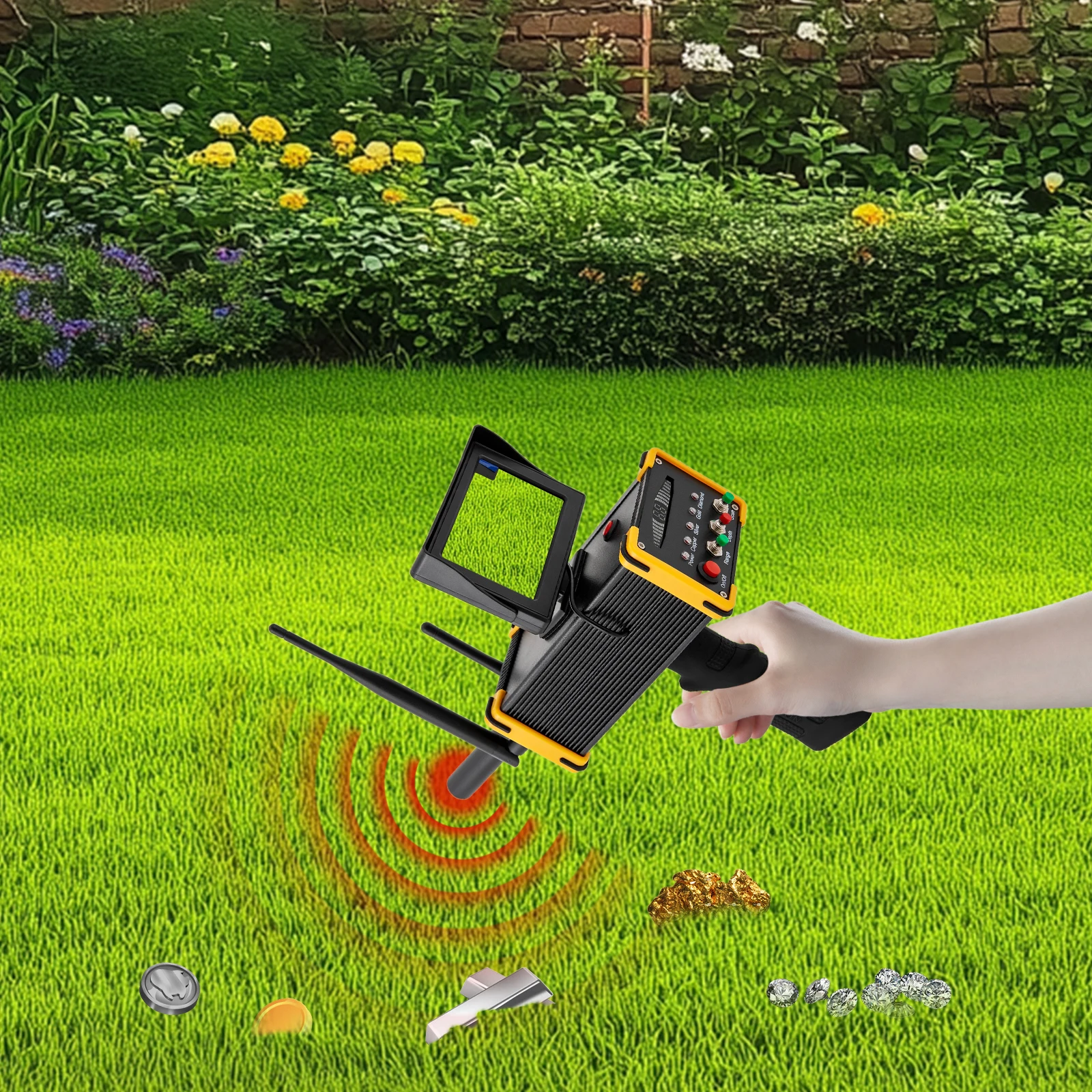 Metalldetektor Goldfinder Unterirdischer Metallscanner mit hochauflösendem Bildschirm für Gold, Silber, Kupfer, AC100-240 V (US-Stecker)
