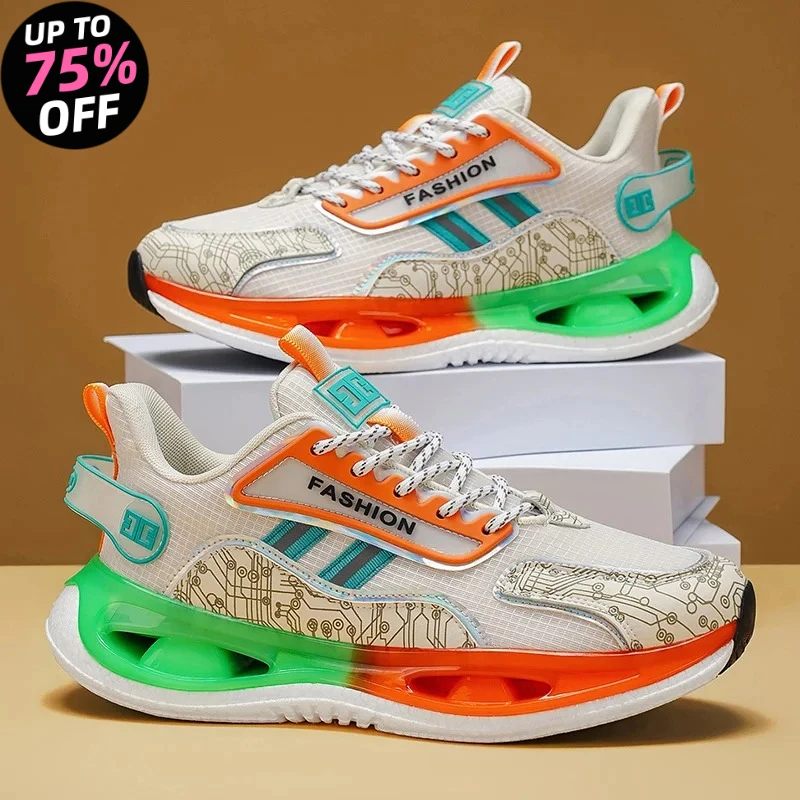 

Men's shock-absorbing light casual sneakers spring summer soft-sole breathable outdoor racing running shoes student speed sports
