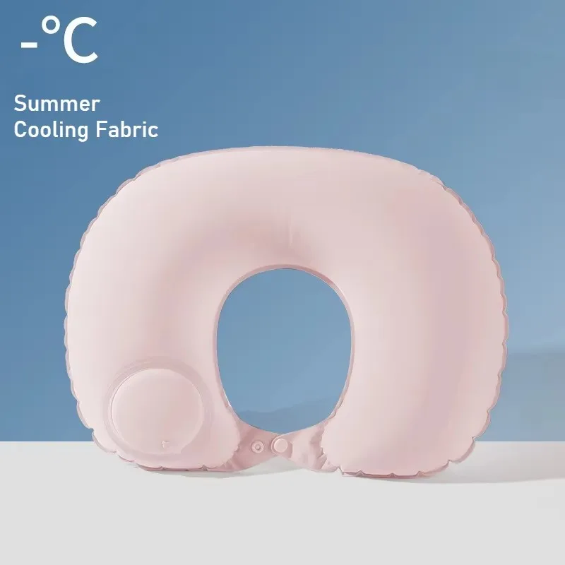 

Summer Cooling Inflatable U-Shaped Neck Pillow Larger Size 360° Support Pillow with TPU Airbag for Travel & Sleeping