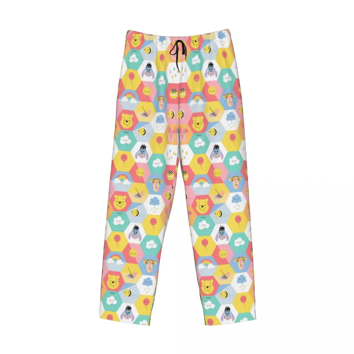 Pantalones de pijama con patrón de Winnie The Pooh personalizados para hombre, ropa de dormir Kawaii de dibujos animados, pantalones para dormir elásticos con bolsillos