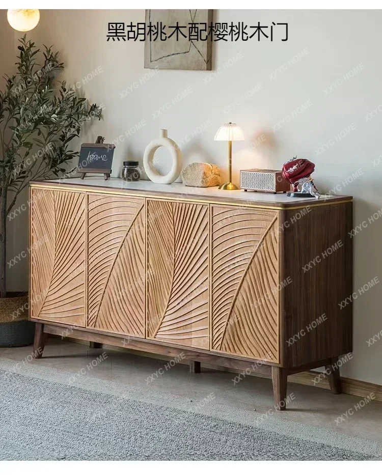 DV  Black walnut slate dining side cabinet, cherry wood all solid wood multi-functional locker