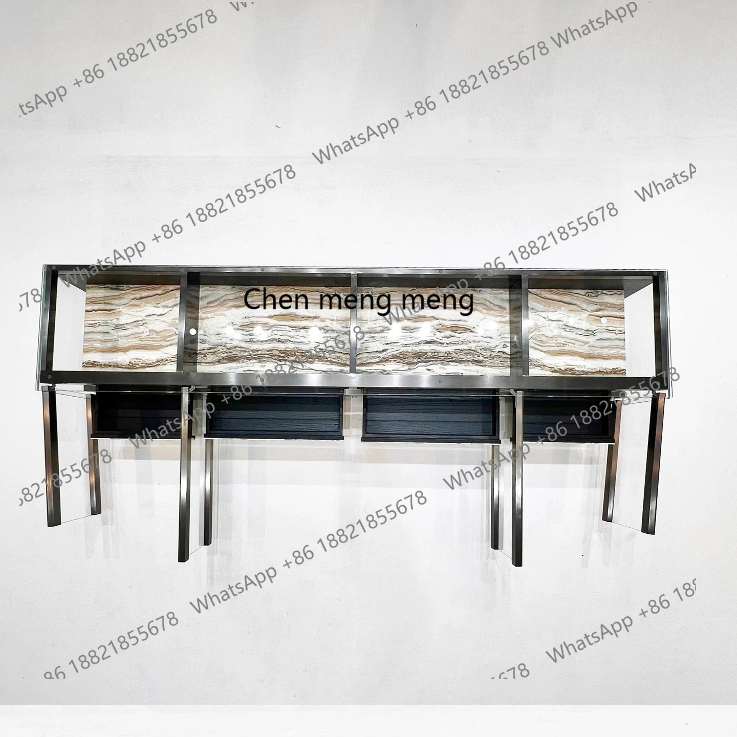 Italian Minimalist Imported Natural Marble TV Cabinet Designer Model Villa Large House Modular Wall-Mounted Floor Cabinet