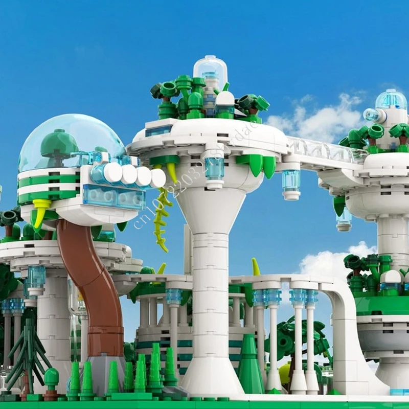 1821 pçs futuro cidade verde moc streetview quebra-cabeças conjuntos arquitetura montagem criativa natal aniversário brinquedos presentes para crianças idades