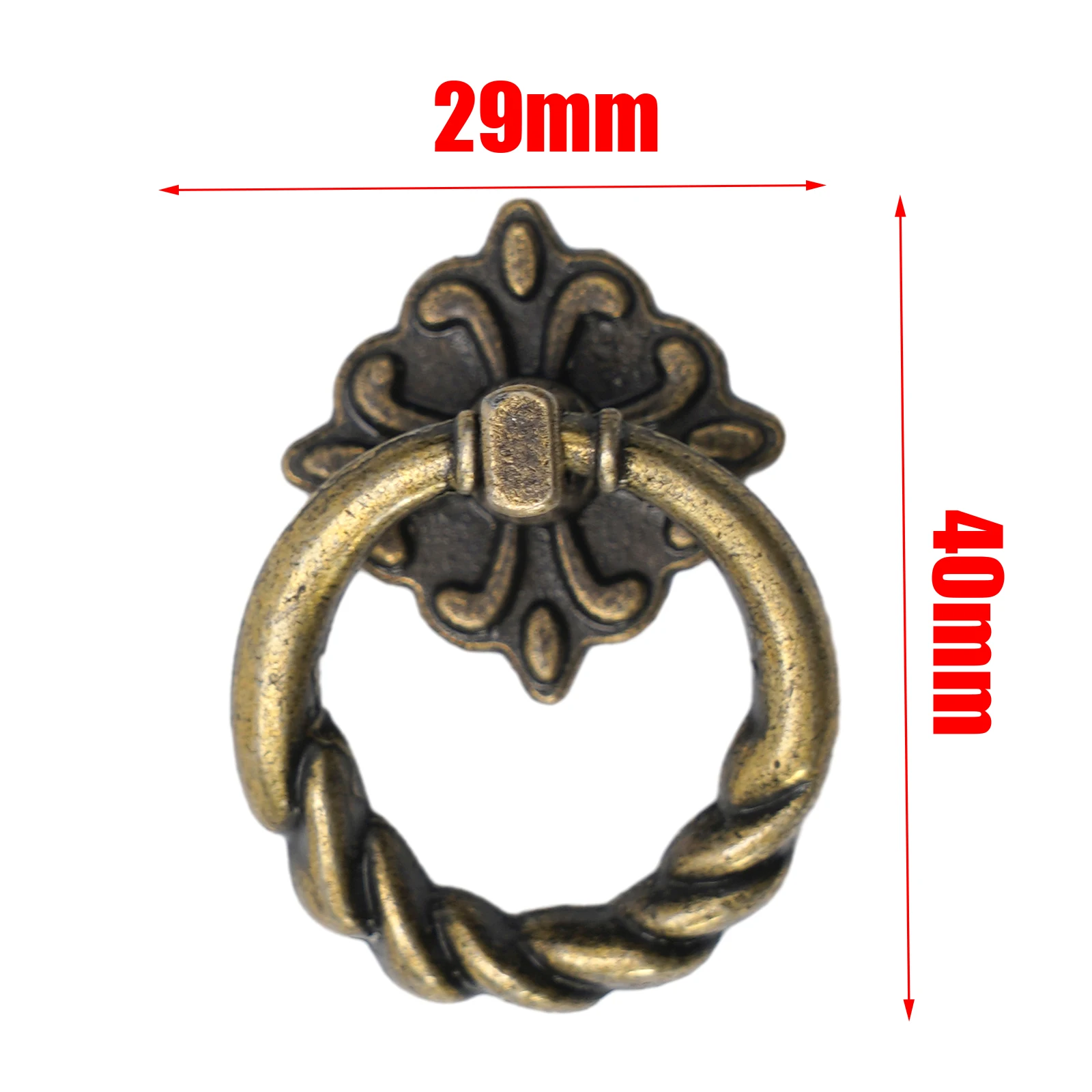 6 PCS Retro Vintage Cabinet Door Handle Pulls Antique Copper Cupboard Ring Handles Chinese Brass Drawer Pulls Furniture Decor