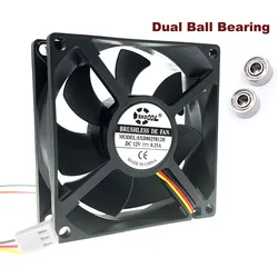 SXDOOL-ventilador de refrigeración de doble rodamiento de bolas, 80mm, 12V, 80x80x25mm, 8025, 0.27A, 4000RPM, 3 cables, 3 pines, 3 pines
