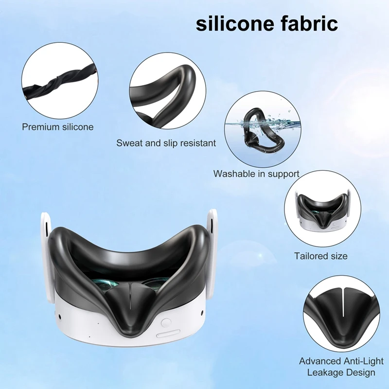 N84R-Silicone Face Mask Lens Protector For Meta Quest 3S, Sweat-Proof And Light-Proof Silicone Cover, Comfortable Experience
