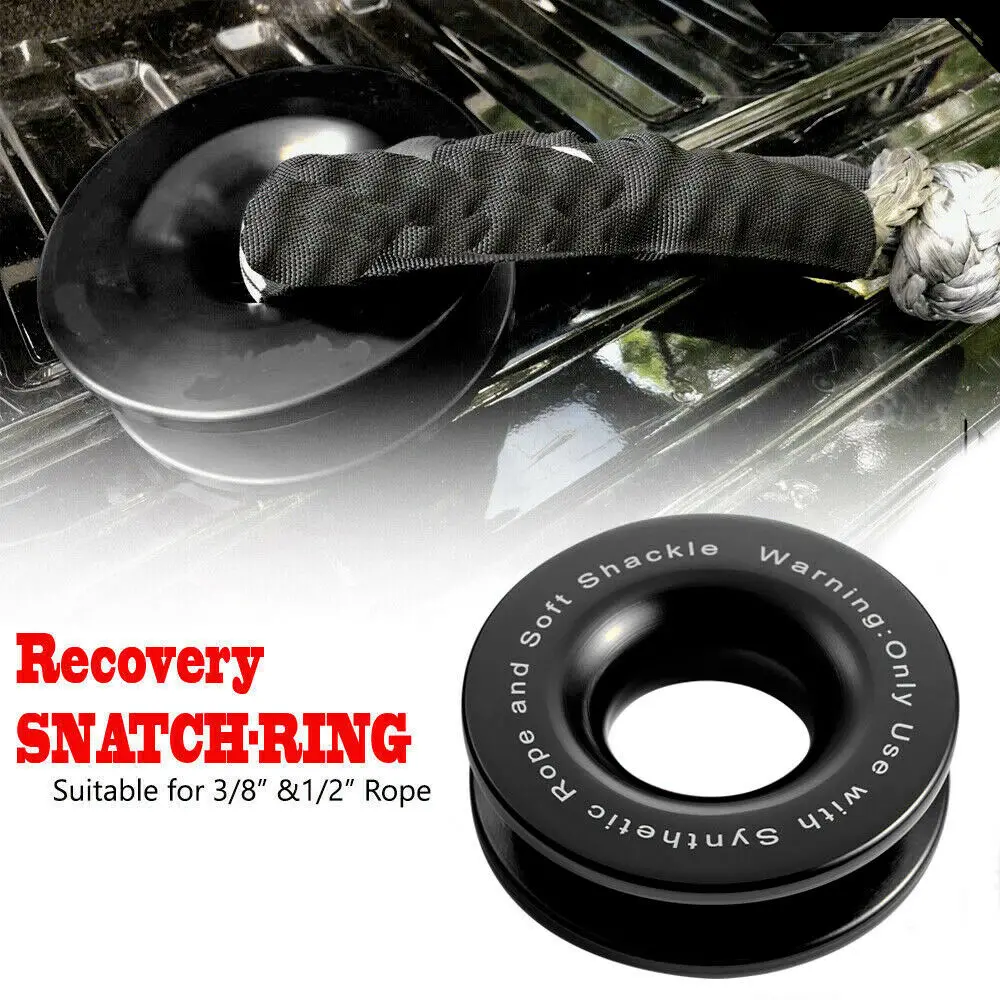 41000lbs Car Synthetic Soft Shackle Snatch Recovery Ring Aluminum for ATV UTV SUV Truck Pickup Off-road Car Winch Recovery