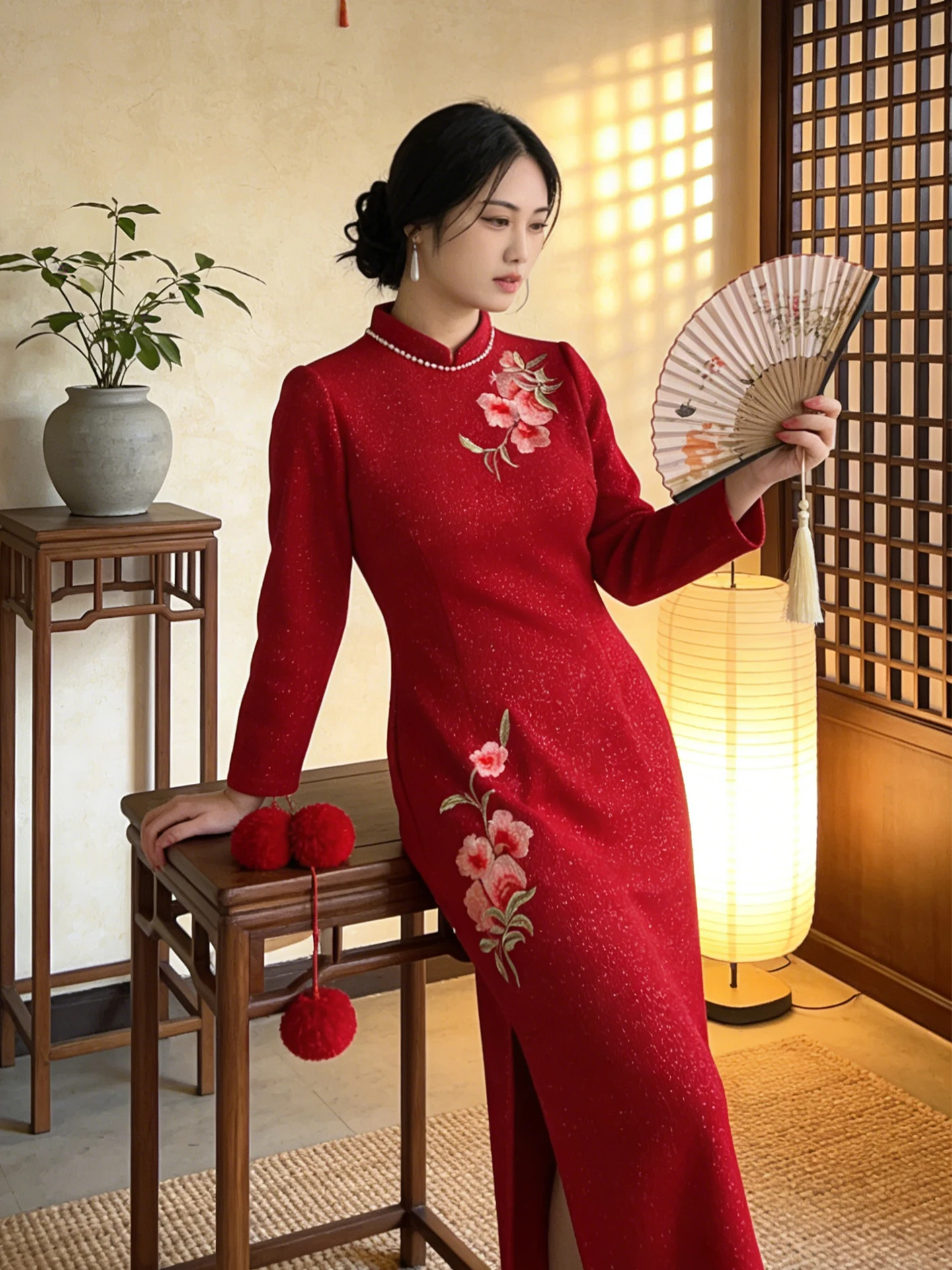 

Утепленное вышитое свадебное платье для помолвки и церемонии возвращения домой, в традиционном китайском стиле, стройнящее, больших размеров