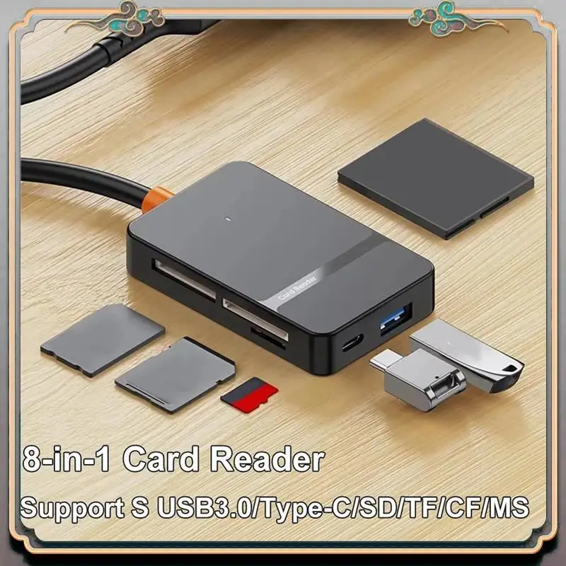 Durable USB 3.0 Card Reader SD Micro-SD TF CF MS Compact Flash Card Adapter For Laptop PC Multi Card Reader 8 In 1 Card Reader