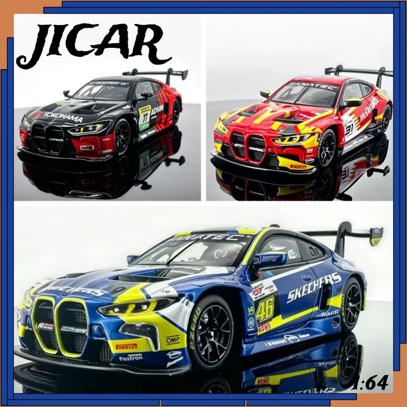 JICAR 1:64 BMW M4 GT3 EVO Rossi ADV die cast alloy car model, a favorite gift desktop ornament for men.