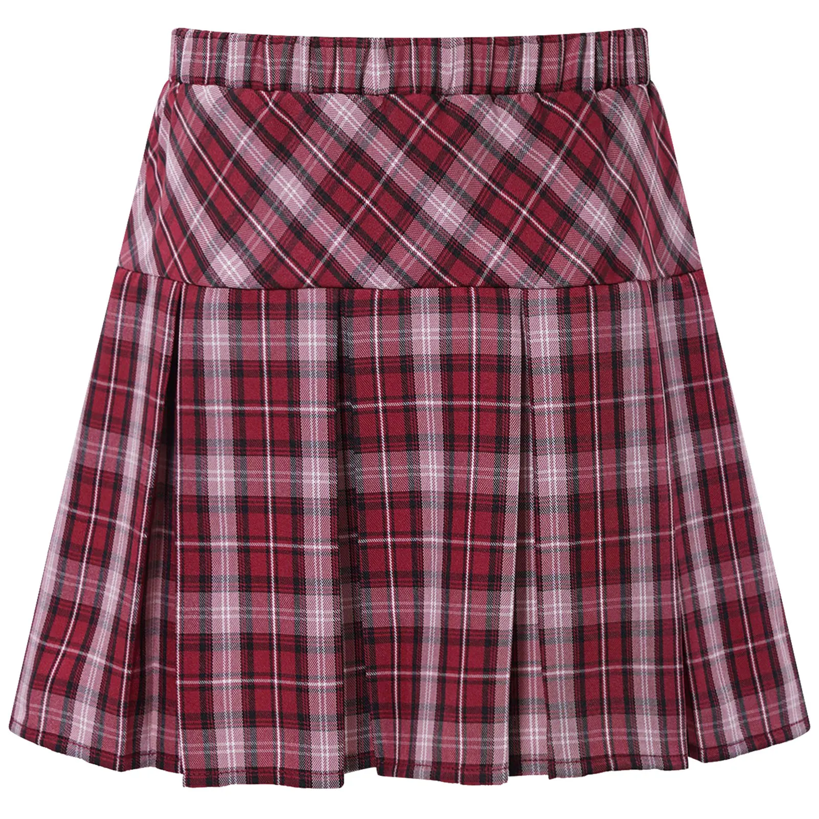 Spring Summer Plaid Pleated Skirt for Kids Girls College Style Student Short Dress Stage Performance Costume Children Clothes