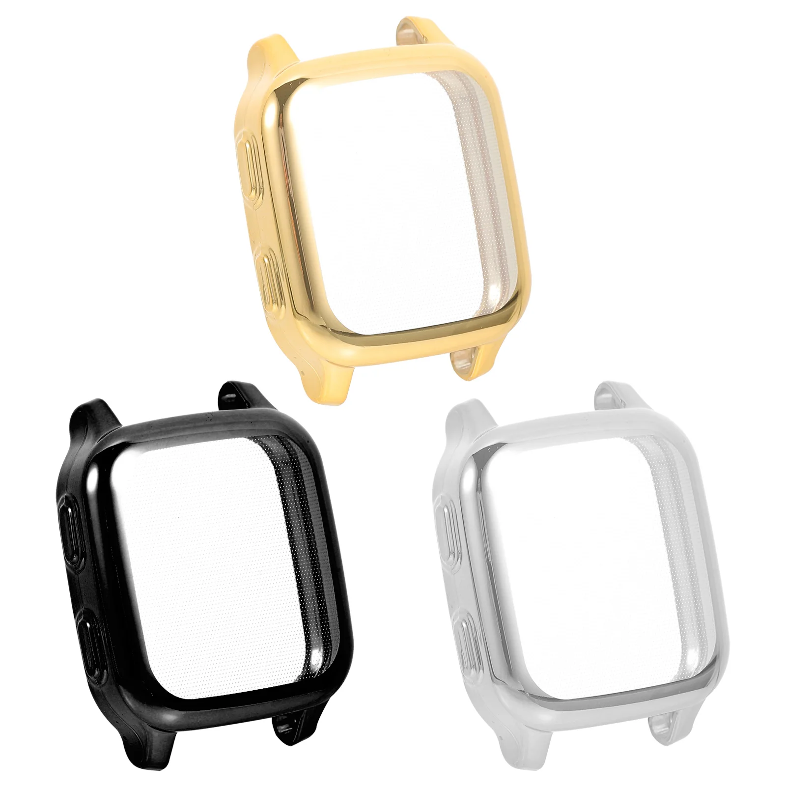 3 Pcs Protective Watch Case Cover for Smartwatch TPU Soft Glue Screen Protector Accessible Charging Full Buttons Coverage