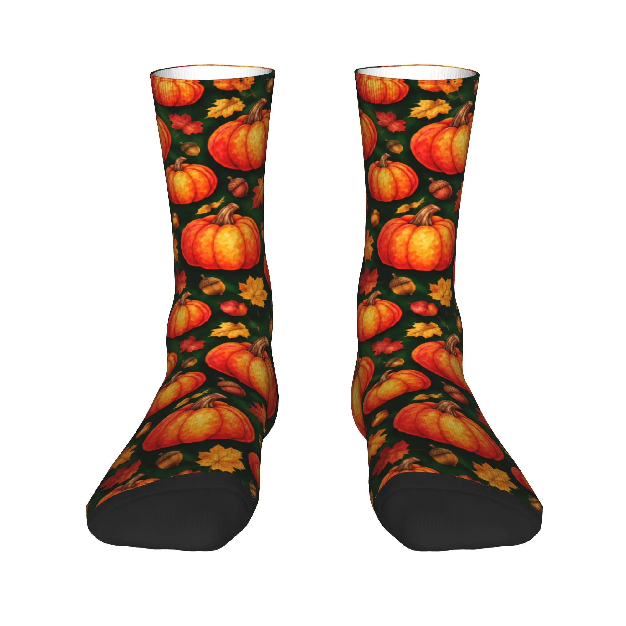 Unisex Men Socks Halloween Pumpkin Berry Pattern  Stockings Autumn Harajuku Medium Soft Socks Design Skateboard Non-Slip Socks