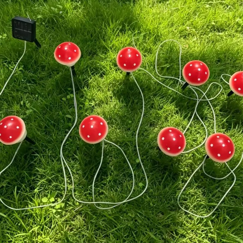 Solar Mushroom String Lights Waterproof Outdoor Stake Lights for Yard Lawn Patio Christmas Halloween Holiday Decor - view 3