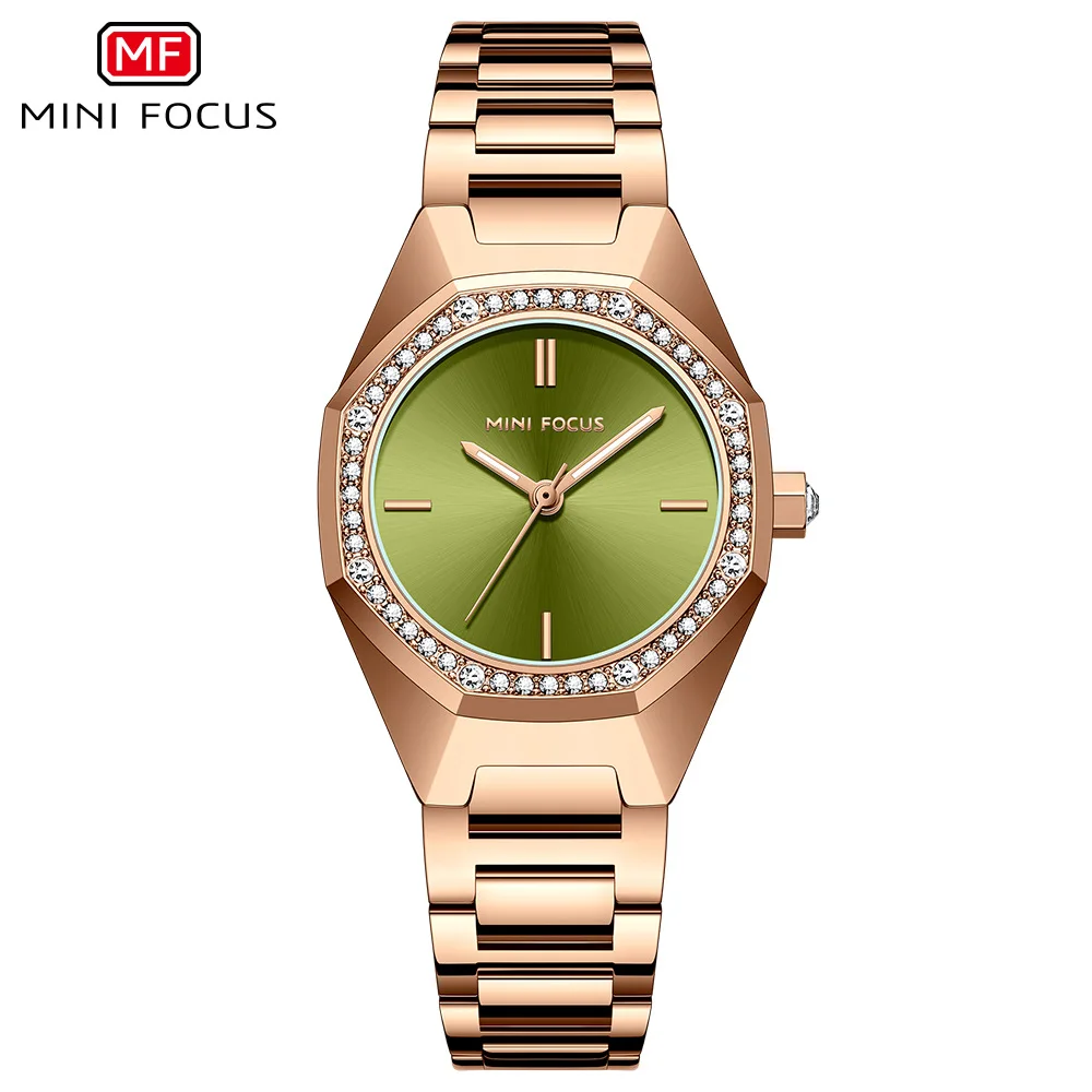 MINI FOCUS 0433L Women’s Quartz Watch Fashion Simple Elegant Business Diamond Analog Display Wrist Watches for Ladies Gift