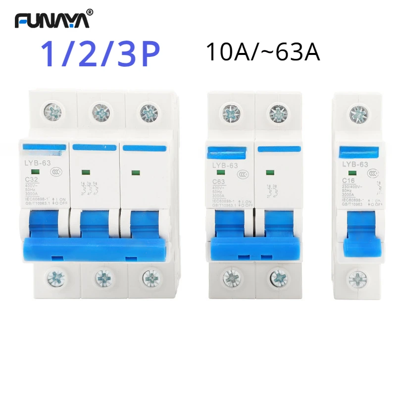 

Air Switch 1P 2P 3P AC110~440V 3 Ports Switch 25A 32A 40A 63A Household Small Circuit Breaker Short Circuit 3 Phase Electricity