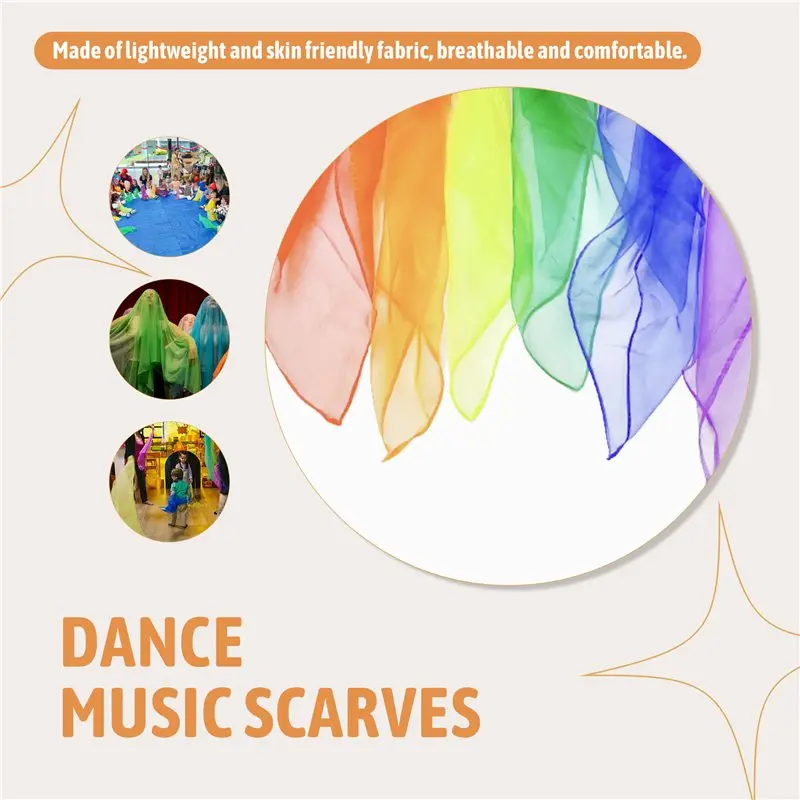CYGJ-24 Stuks Kids Jongleren Sjaals Dans Muziek Sjaals Kleurrijke Sjaals Beweging Sjaals Ritme Sjaals Voor Kinderen Beweging