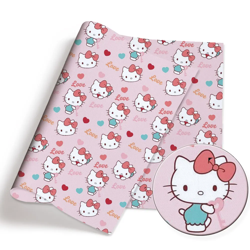 Hello Kitty 140x50CM Cartoon Polyester cotton fabric Patchwork Tissue Kid Home Textile Sewing Doll Dress Curtain cotton Fabric