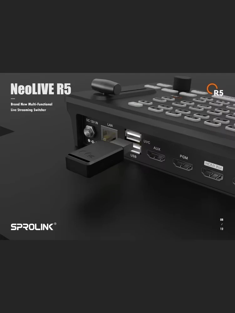 SPROLINK Neolive R5 /R5S 5ch HDMI SDI input Live Streaming Switcher With Transition effects, Recording Collection, PTZ Control