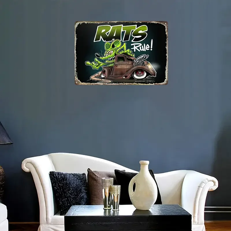 Rat Fink Vintage Metal Tin Sign, Poster com Obra, Restaurante, Bar, Pub, Café, CoffeeShop, Lron Pintura, à prova de água e poeira, 1pc