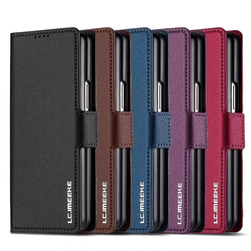 Magnetic Flip Wallet Card Slots Phone Cover For Samsung Galaxy Z Fold4/Z Fold 3/ Leather Protective Case(Excluding Pen)