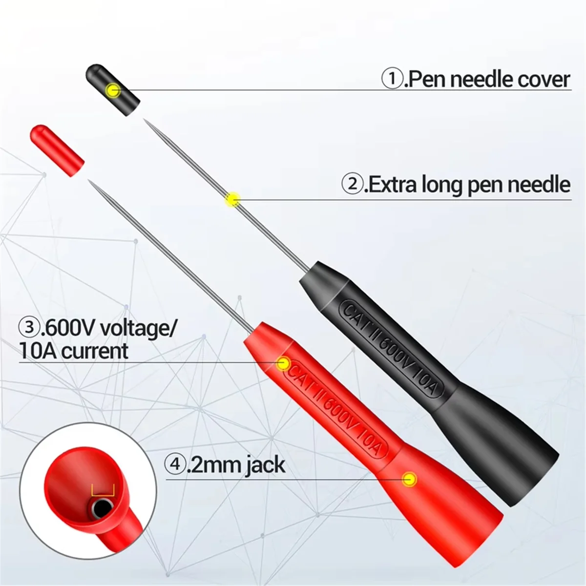 A002 6pcs Insulation Piercing Needles Insulation Piercing Needle Non-Destructive Diagnostic Multimeter Test Probes