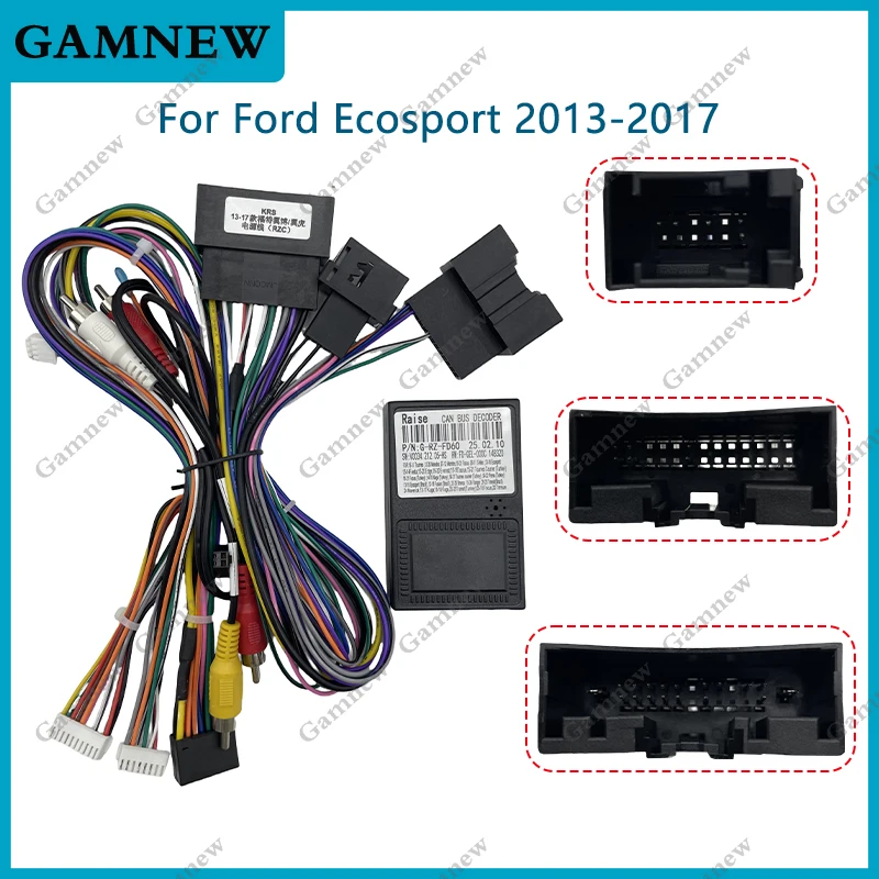 Car 16pin Wiring Harness Adapter Canbus Box Decoder Android Radio Power Cable For Ford Kuga Escape Ecosport Fiesta 2013-2017