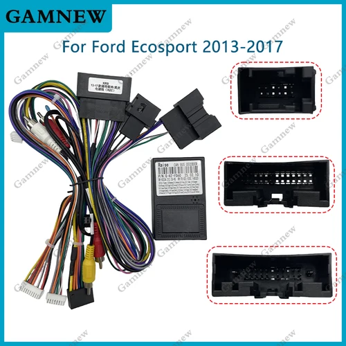 Adaptador de arnés de cableado de 16 pines para coche, decodificador de caja Canbus, Cable de alimentación de Radio Android para Ford Kuga Escape Ecosport Fiesta 2013-2017