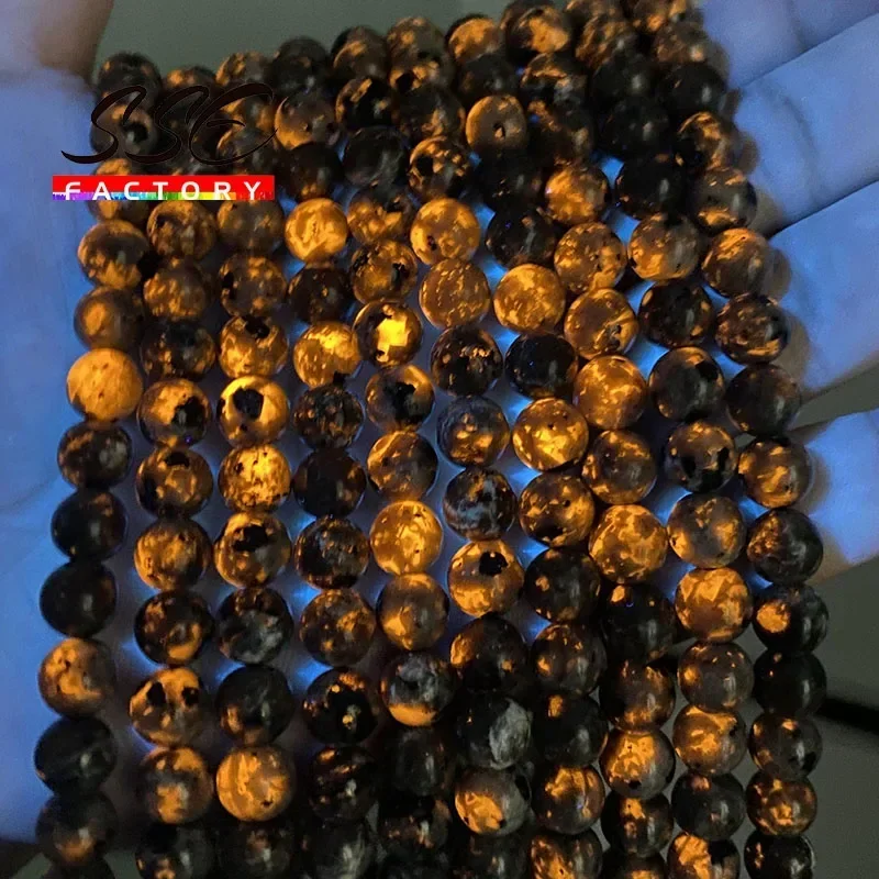 100% Natural Flame Stone Beads Yooperlite Fire Sodalite Round Loose Spacer Beads for Jewelry Making DIY Bracelets Necklaces 15\'\'