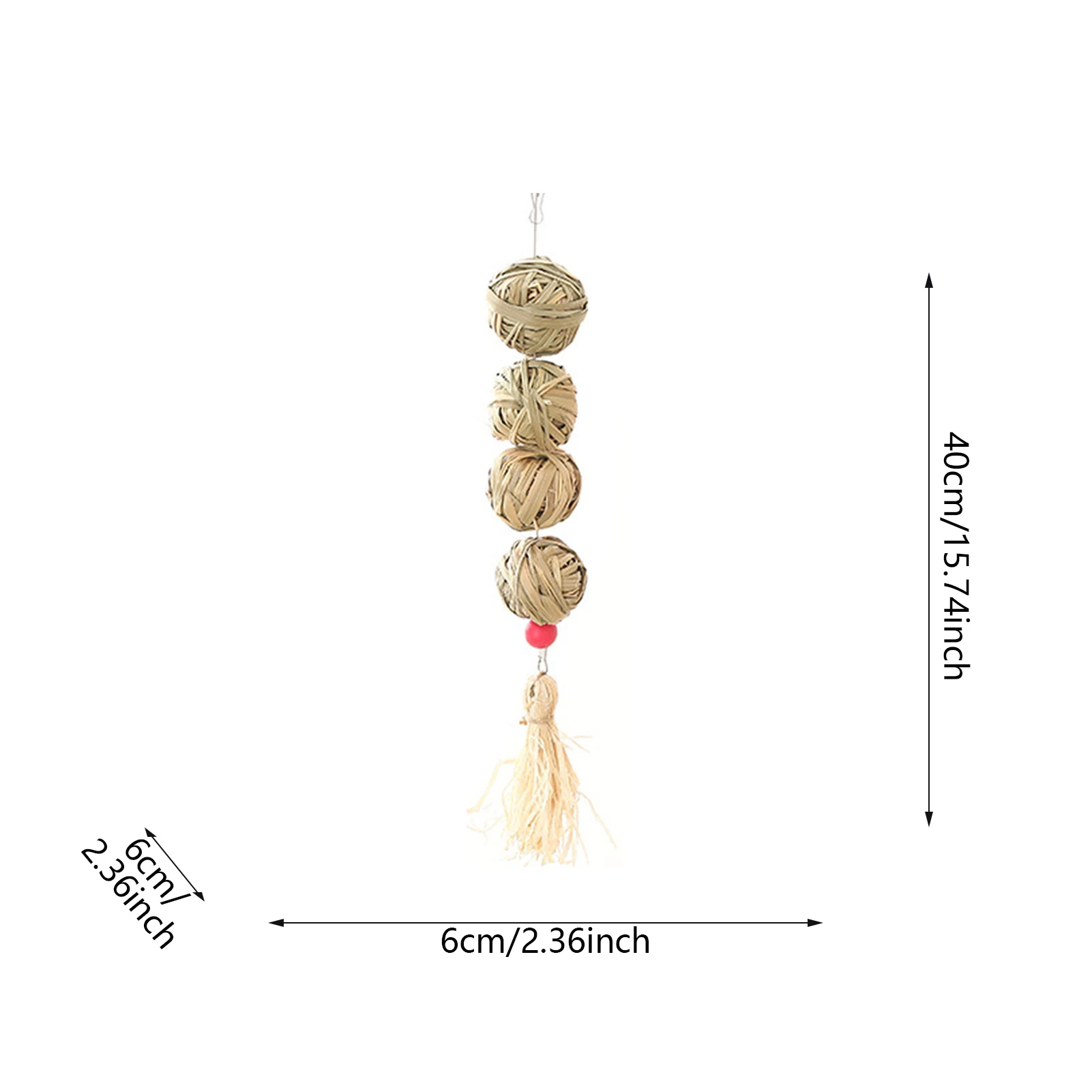 4pcs Rattan Chew Balls Natural Bird Hanging Toy for Parrots Cockatiel Conure Budgies Cage Accessories Durable Safe Play view 3