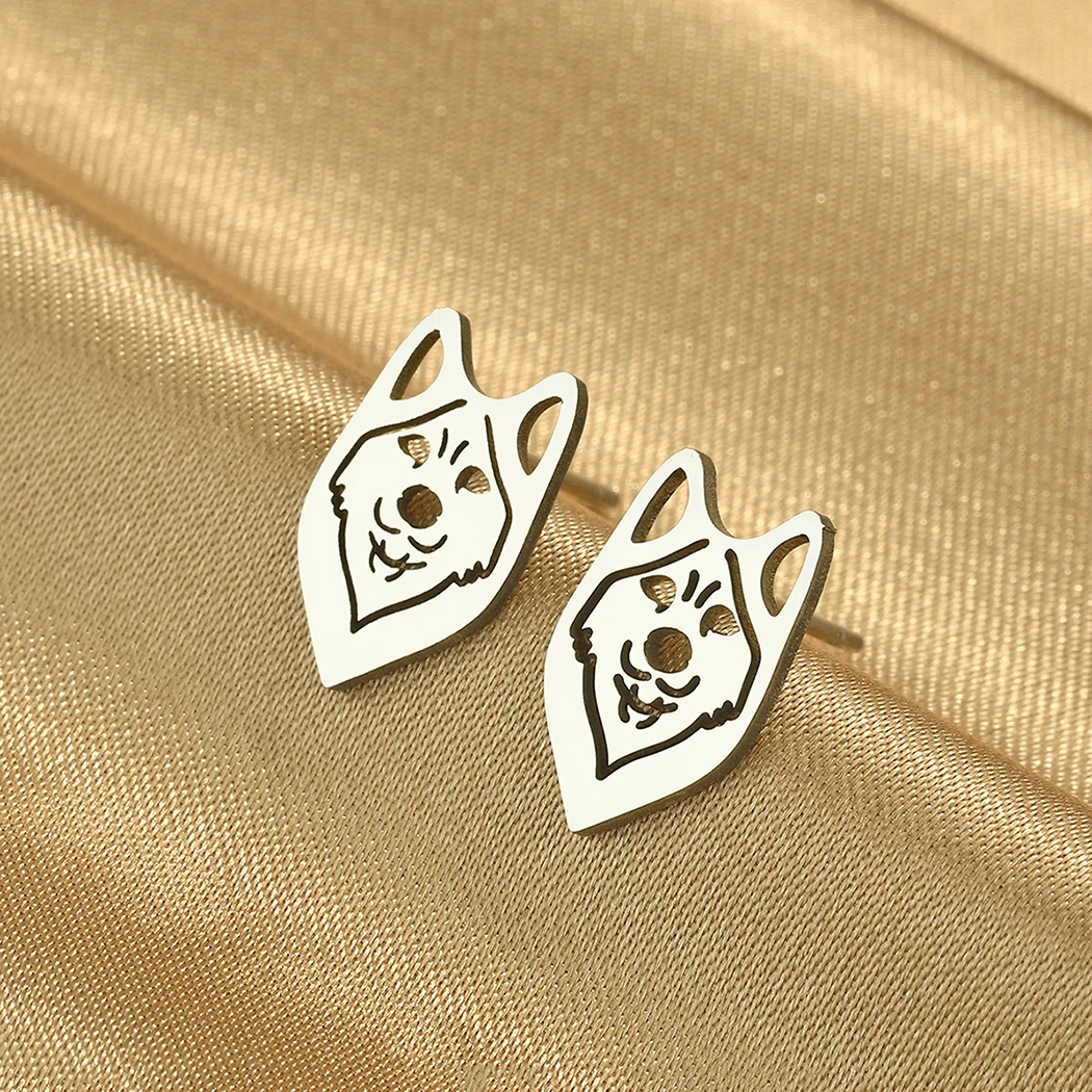 Todorova Punk Wolf Head Stud Earrings Stainless Steel Mini Animal Earrings for Women Men Vintage Jewelry Birthday Gift
