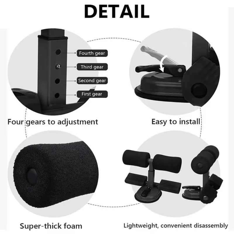 Multi-functional supine stand assistance device, portable self-priming adjustable rod for exercise and fitness crunches