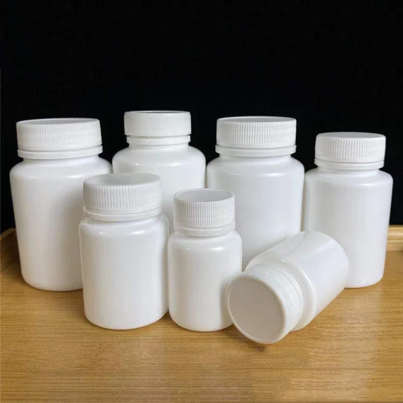 10pcs 15ml-100ml White Plastic Empty Sealed Bottles Solid Powder Capsule Container Medical Reagent Liquid Packaging Bottles