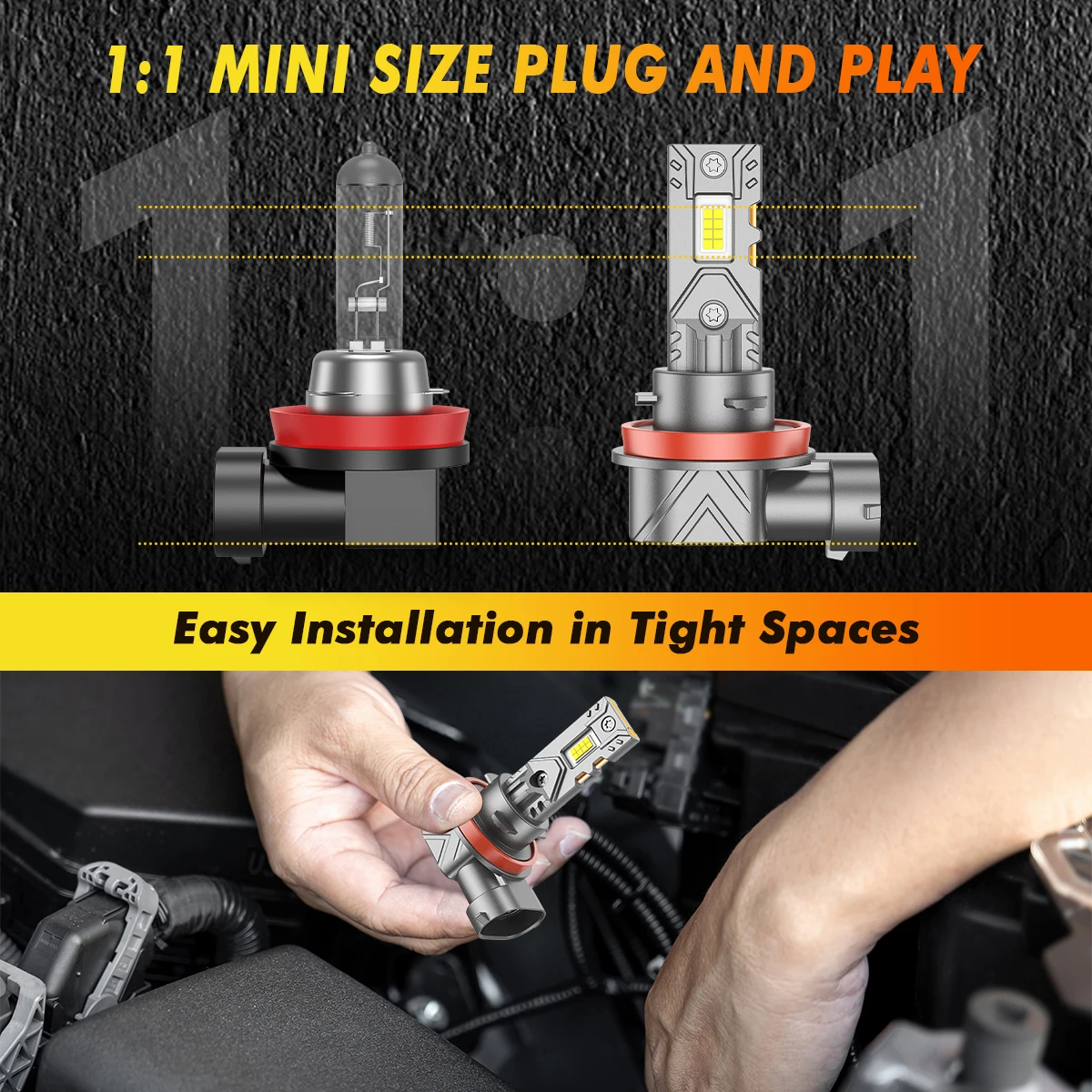 

2PCS 9005 LED and 2PCS H11 LED Copper Tubes Headlight Bulbs Powerful 120W 30000LM 6500K Car Lights