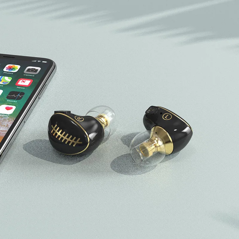 Huayunxin RDD Co-branded Rugby Shape Hand Painted Printed Resin Aluminum Alloy 0.78 2pin Socket In-Ear Monitor Headphone Housing