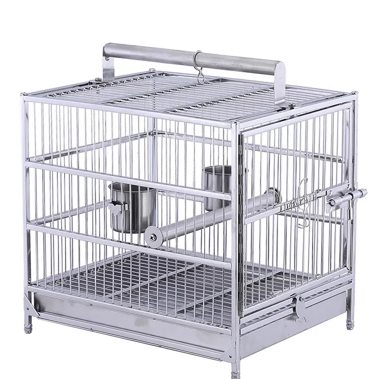

Stainless Steel Parrot Bird Cage 304 Medium and Large Parrot Portable Budgie Cockatiel Bird Cage for Outdoor Use