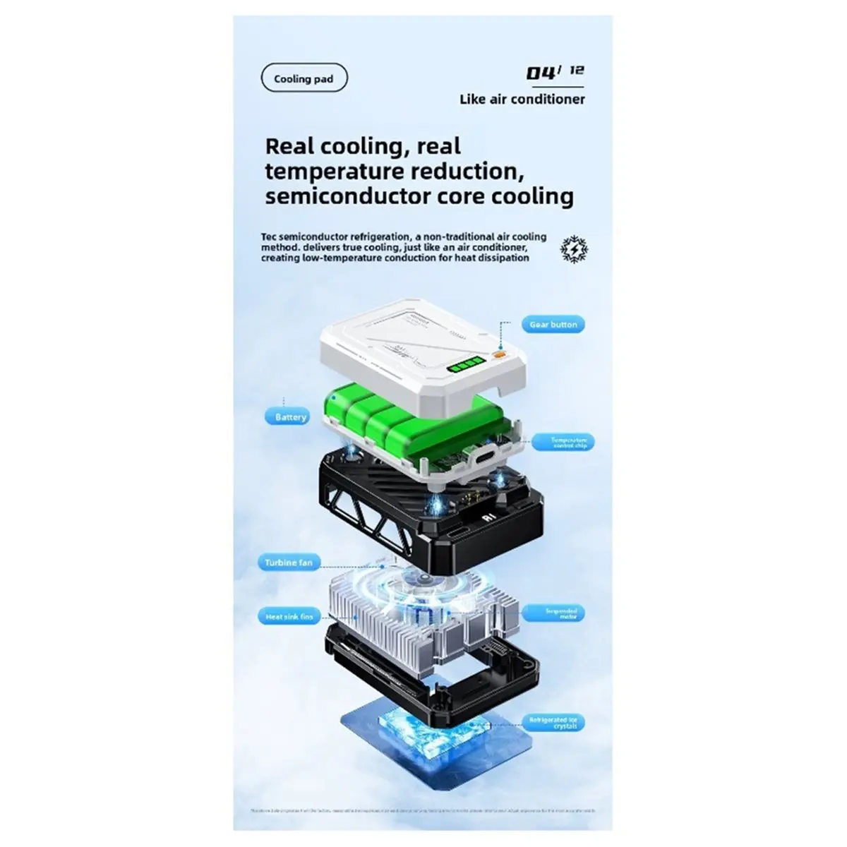 A32I Camera Cooler Semiconductor for Live-Streaming Sports Cameras, Fast Heat Dissipation Cooling Device Accessory
