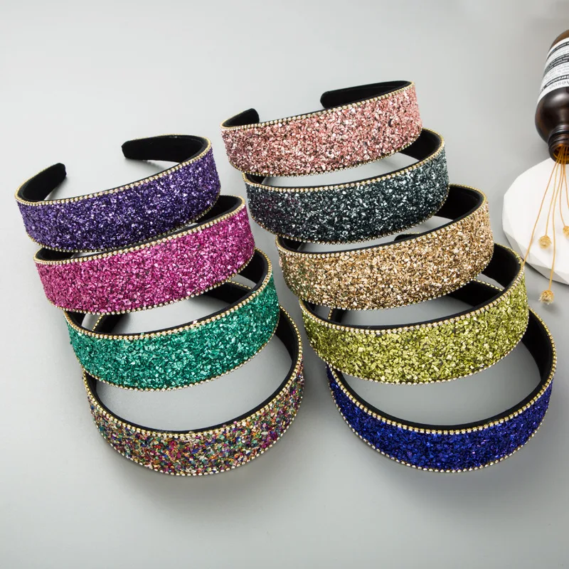 

Heming headband wholesale new colored stone hair accessories super shiny diamond wide-brimmed high-end face wash headband for wo