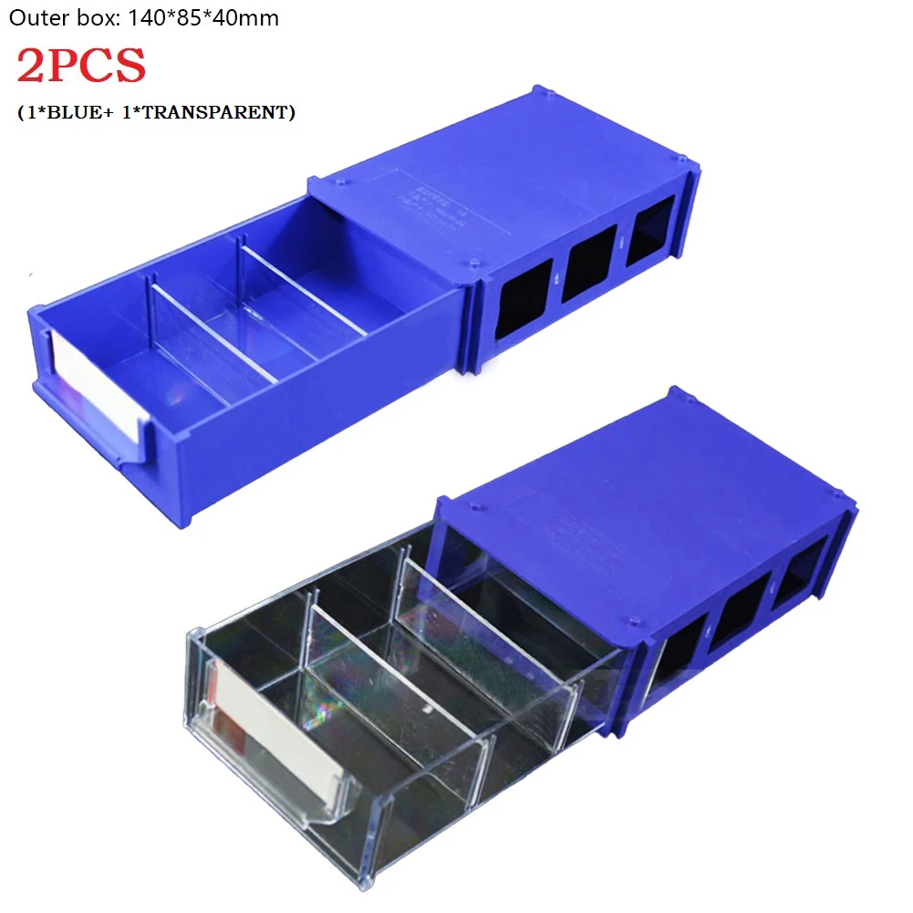 Cajas de almacenamiento de piezas de Hardware de plástico apilables, caja de herramientas de tornillos de componentes, estante de gabinete combinado de PE, caja de cajón, 2 uds.
