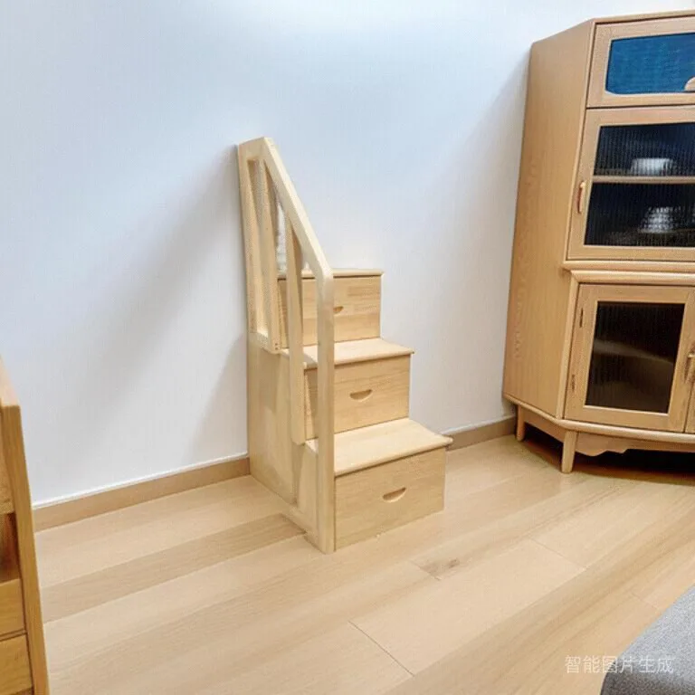 

Ladder cabinet steps with handrails Solid wood step Stairs Children's stool Storage stool Bay window wood