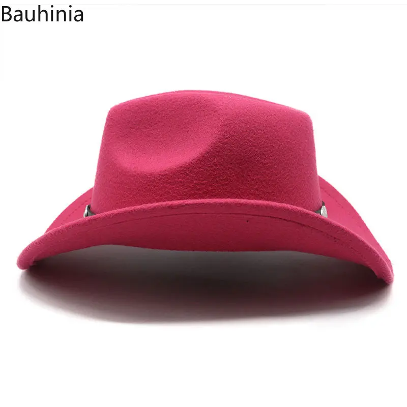 Bauhinia Vintage Western Cowboy Hat For Men Autumn Winter  Wide Brim Felt Fedoras Hats Cowgirl  Church Women Hat