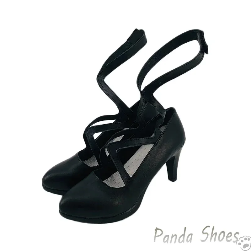 Genshinimpact fatui cosplay sapatos anime jogo cos botas longas pretas mulheres fatui cosplay traje prop sapatos para con dia das bruxas