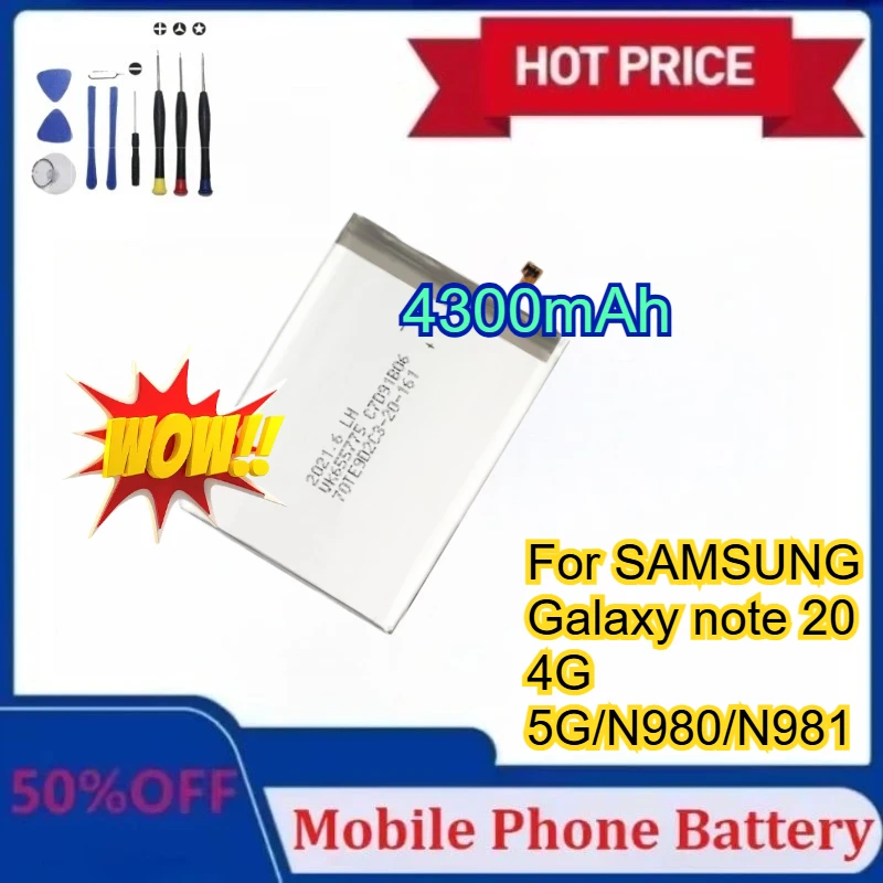

Новый аккумулятор EB-BN980ABY 4300 мАч для SAMSUNG Galaxy ПРИМЕЧАНИЕ 20 4G/5G/N980/N981, аккумуляторы для мобильных телефонов с инструментами