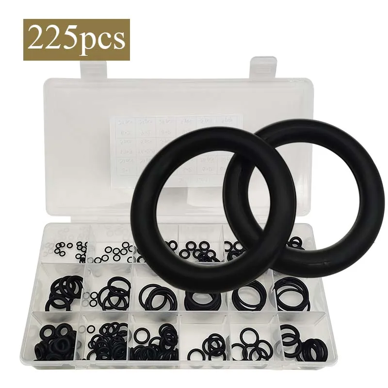 

225Pcs O Rings Assortment Kits Nitrile Rubber O Rings Kits NBR Metric Sealing Gasket Washer O-Ring Assortment for Plumbing